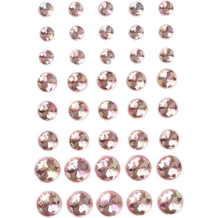 Pierres de strass, dim. 6+8+10 mm, rose, 40 pièces/ 1 Pq.