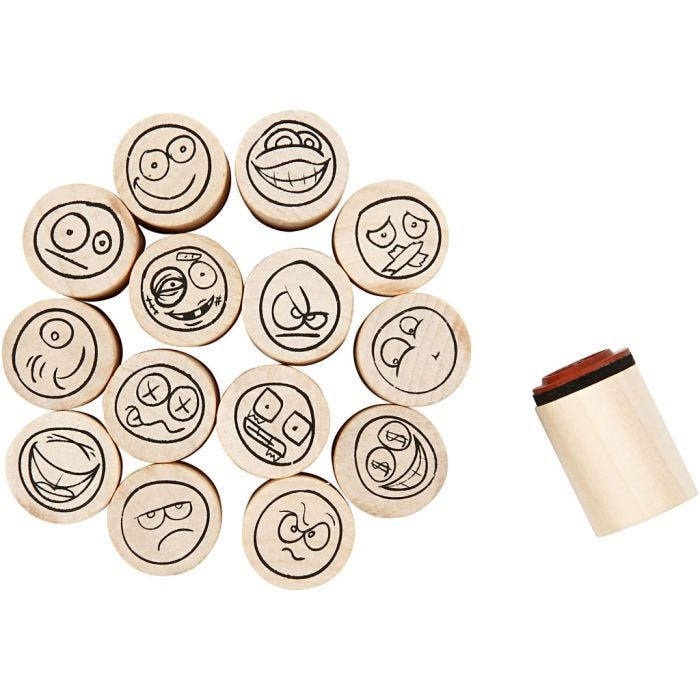 Tampon Timbres Deco Art, Smiley, H : 26 mm, d 20 mm, 15 pièces/ 1 Pq.