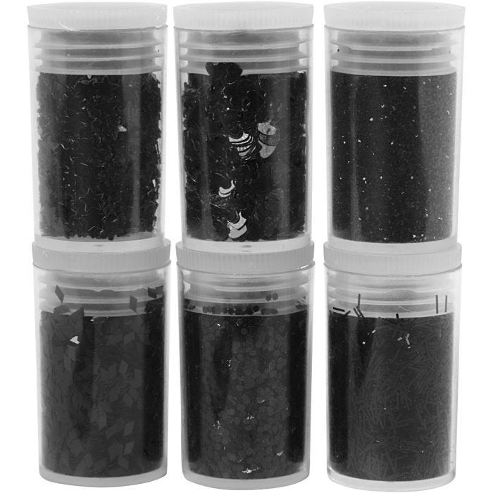 Paillettes et Sequins, noir, 6x5 gr/ 1 Pq.