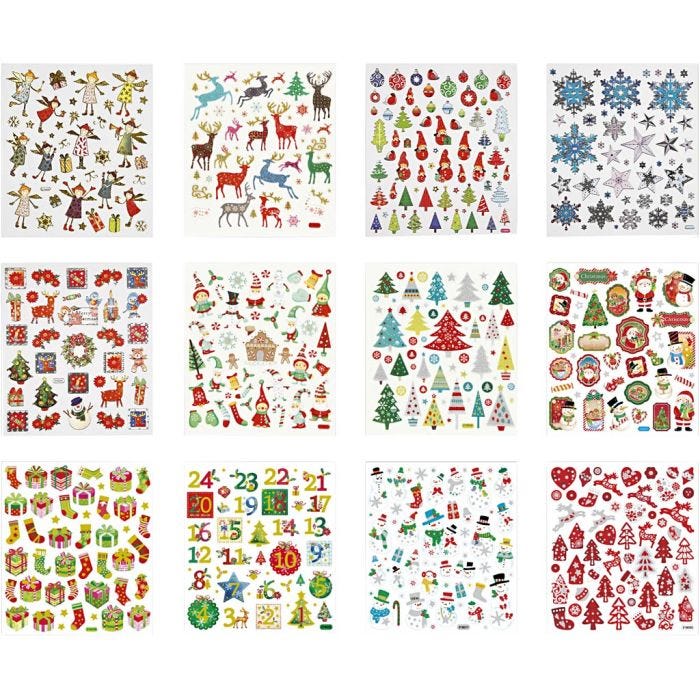 Livre d’autocollants, Noël, feuille 15x16,5 cm, 2x12 flles/ 1 Pq.