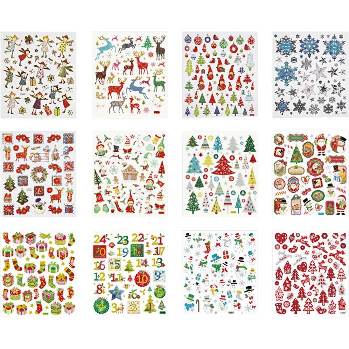 Livre d’autocollants, Noël, feuille 15x16,5 cm, 12 flles/ 1 Pq.