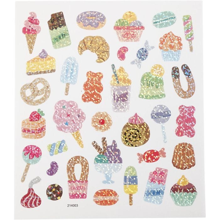Autocollants, Bonbons, feuille 15x16,5 cm, 1 flles