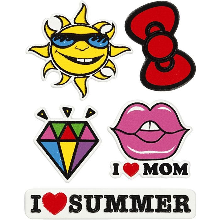 Autocollants souples, I Love Mom, feuille 12,2x17,75 cm, 1 flles