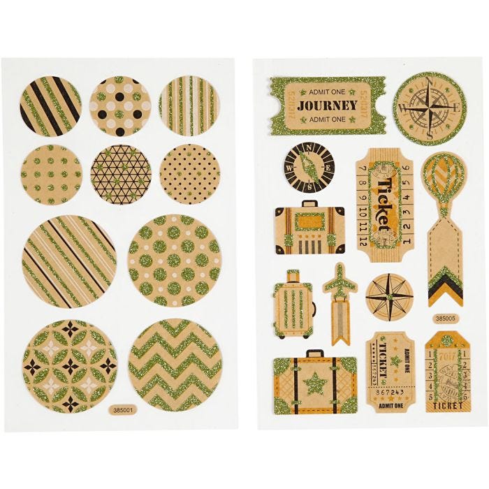 Autocollants, étiquettes et cercles, feuille 10x16 cm, 4 flles/ 1 Pq.