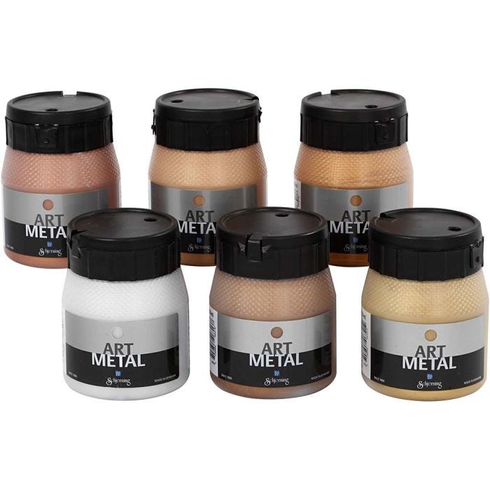 Peinture Art Metal, couleurs métalliques, 6x250 ml/ 1 Pq.