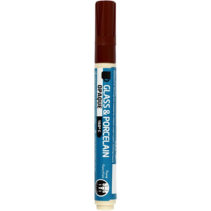 Peinture pour verre et porcelaine, trait 2-4 mm, opaque, brun, 1 pièce