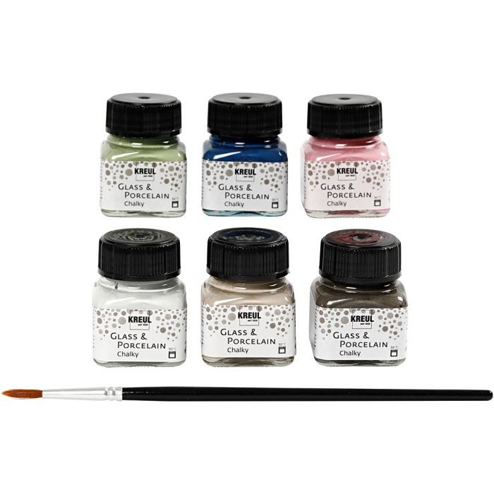 Peinture pour Verre et Porcelaine, ass. de couleurs, 6x20 ml/ 1 Pq.