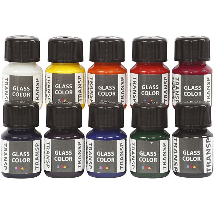 Glass Color transparente, ass. de couleurs, 10x30 ml/ 1 Pq.