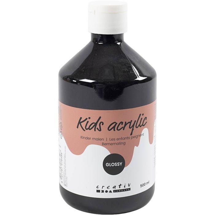 Peinture Acrylique Brillante, noir, 500 ml/ 1 flacon