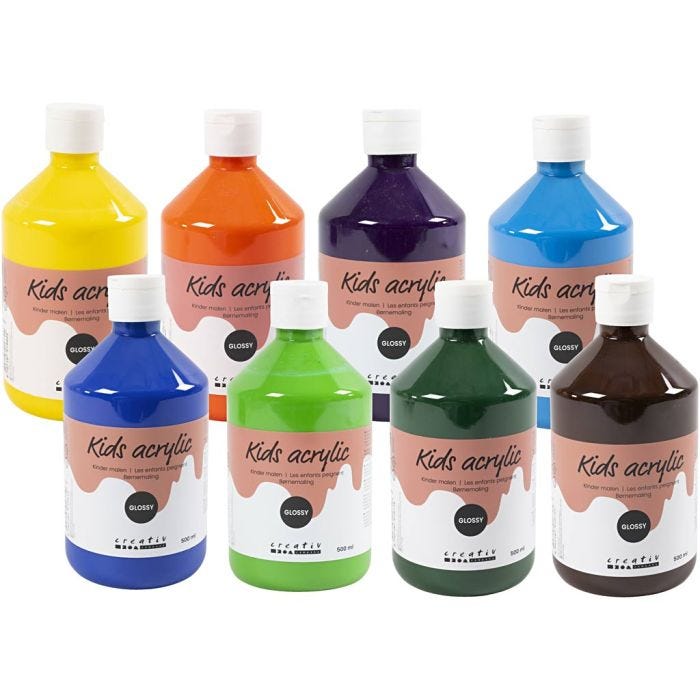 Peinture Acrylique Brillante, 8x500 ml/ 1 Pq.