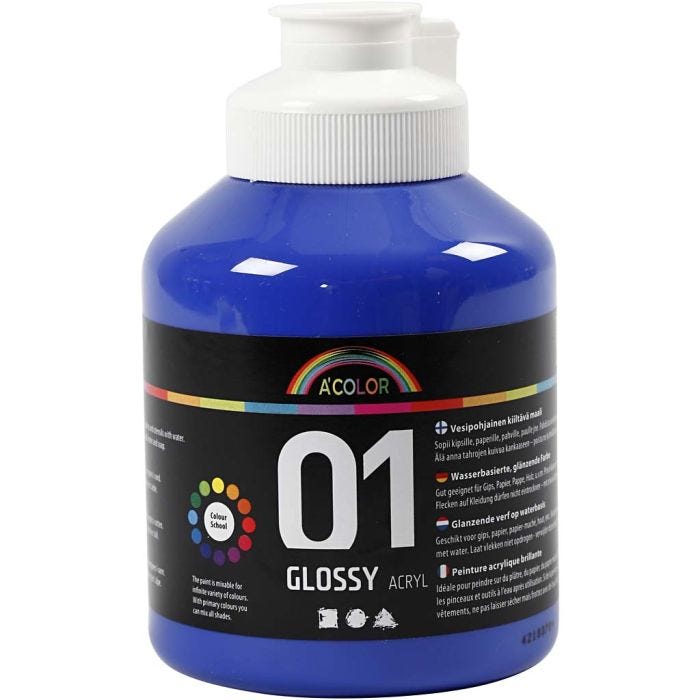 Peinture Acrylique Brillante, bleu, 500 ml/ 1 flacon
