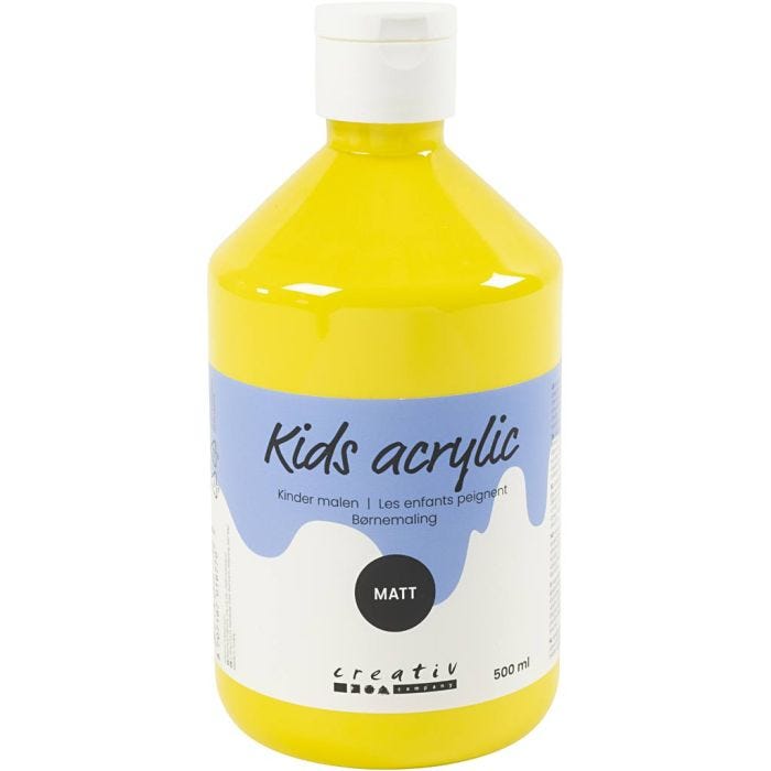 Peinture Acrylique Mate, jaune primaire, 500 ml/ 1 flacon