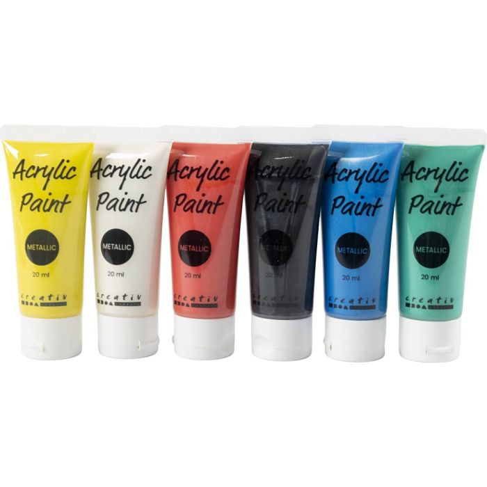 Peinture Acrylique Métallique, Métallisé, couleurs classiques, 6x20 ml/ 1 Pq.