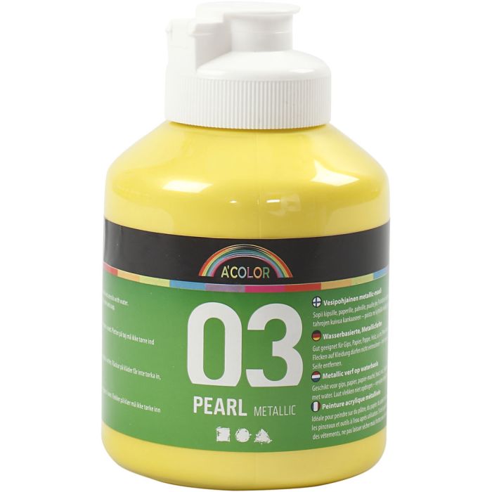 Peinture Acrylique Métallique, Métallisé, jaune, 500 ml/ 1 flacon