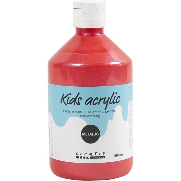 Peinture Acrylique Métallique, Métallisé, rouge, 500 ml/ 1 flacon