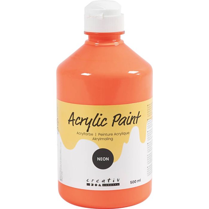 Peinture Acrylique Néon, rouge néon, 500 ml/ 1 flacon