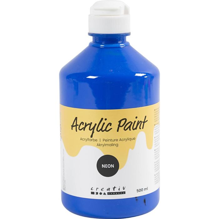 Peinture Acrylique Néon, bleu néon, 500 ml/ 1 flacon