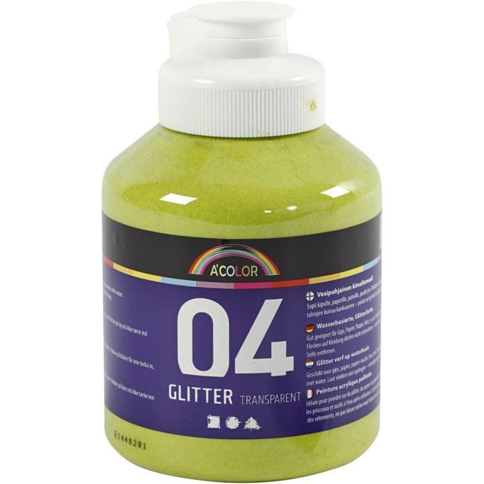 Peinture Acrylique Scintillante, vert citron, 500 ml/ 1 flacon