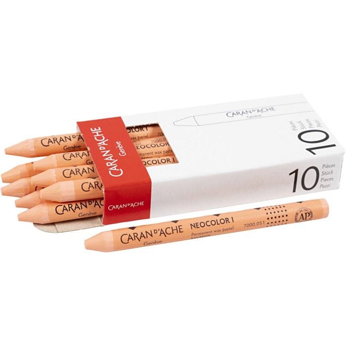 CARAN D’ACHE Caran d'Ache Néocolor 1, L : 10 cm, ép. 8,5 mm, salmon (051), 10 pièces/ 1 Pq.