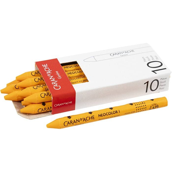 CARAN D’ACHE Caran d'Ache Néocolor 1, L : 10 cm, ép. 8,5 mm, orange (030), 10 pièces/ 1 Pq.