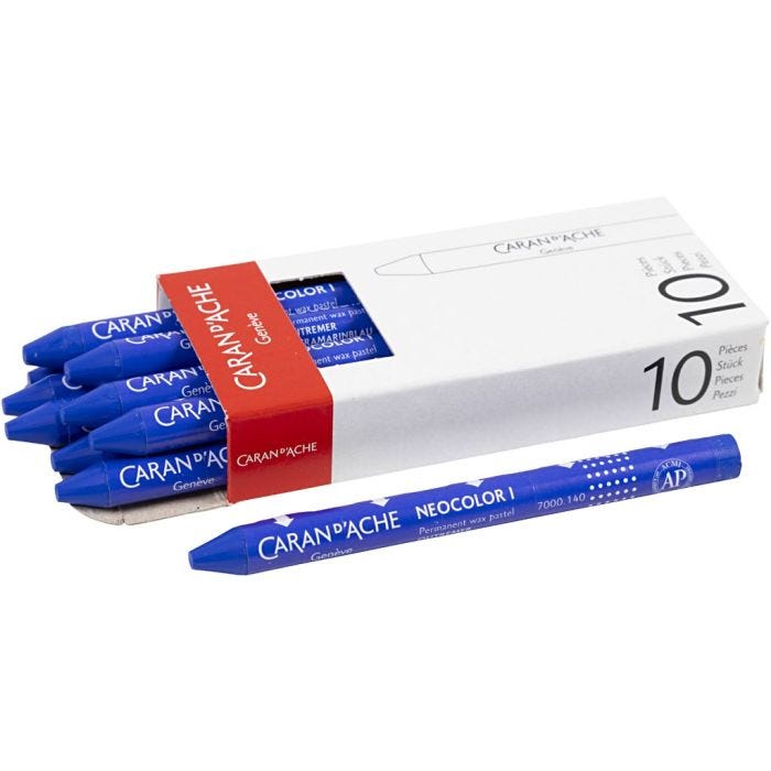 CARAN D’ACHE Caran d'Ache Néocolor 1, L : 10 cm, ép. 8,5 mm, ultramarine (140), 10 pièces/ 1 Pq.