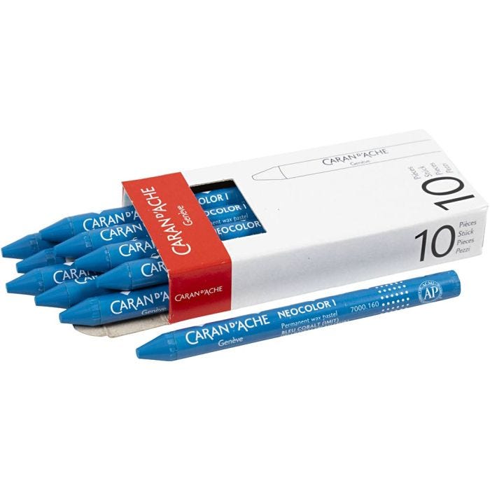 CARAN D’ACHE Caran d'Ache Néocolor 1, L : 10 cm, ép. 8,5 mm, cobalt blue (160), 10 pièces/ 1 Pq.