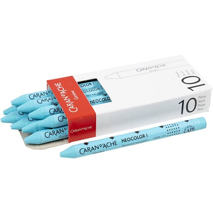 CARAN D’ACHE Caran d'Ache Néocolor 1, L : 10 cm, ép. 8,5 mm, turquoise blue (171), 10 pièces/ 1 Pq.