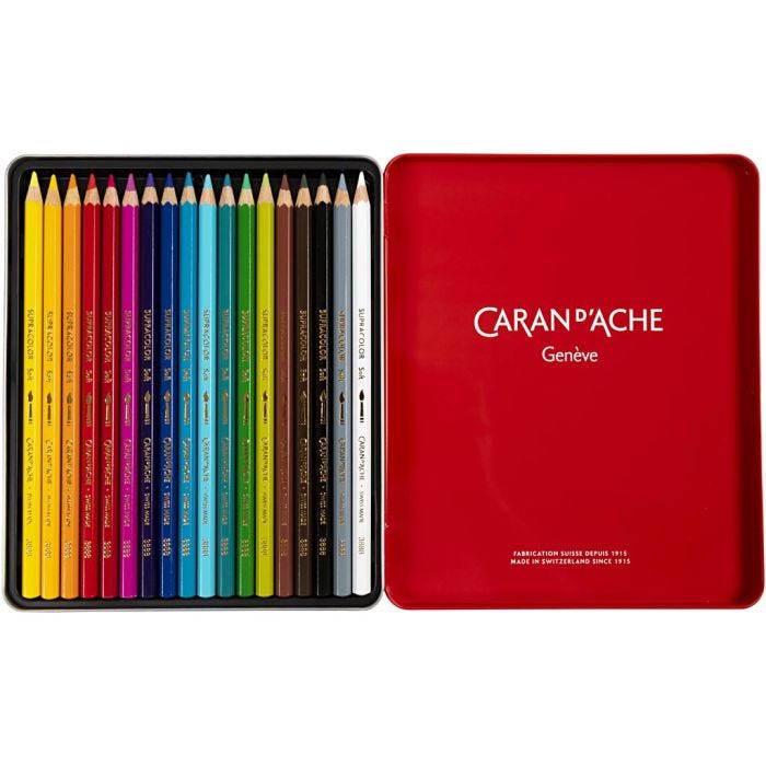 CARAN D’ACHE Supracolor II, L : 17 cm, mine 3.8 mm, ass. de couleurs, 18 pièces/ 1 Pq.