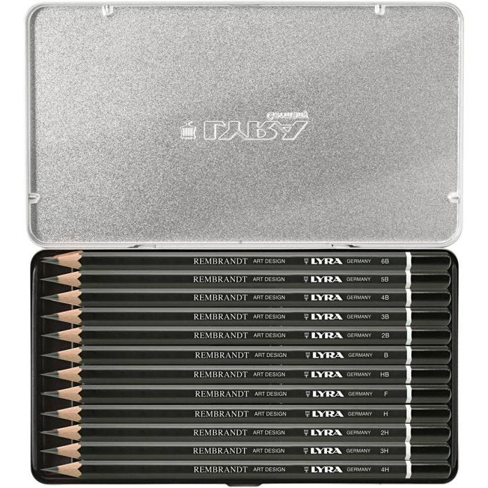 Crayons gris Art Design, B,2B,3B,4B,5B,6B,HB,H,2H,3H,4H,F, 12 pièces/ 1 Pq.