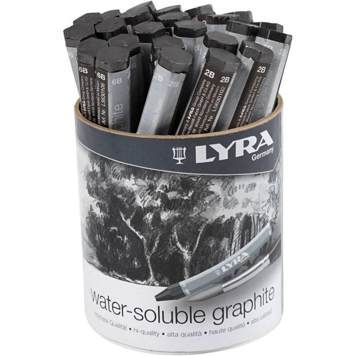 Crayons graphites aquarellables, L : 6,5 cm, 24 pièces/ 1 Pq.