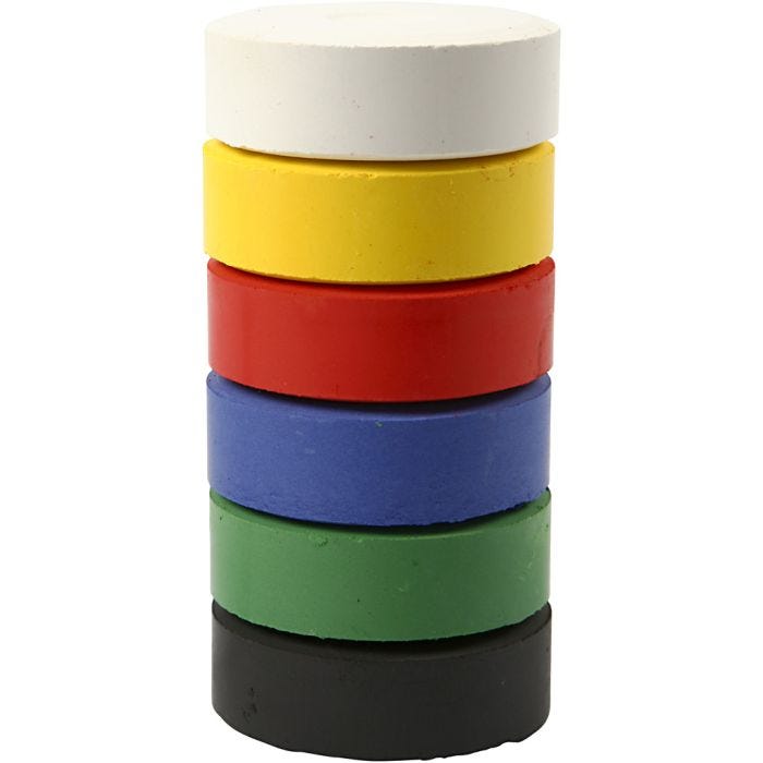 Pastilles aquarelles, H : 19 mm, d 57 mm, couleur primaire, 6 pièces/ 1 Pq.