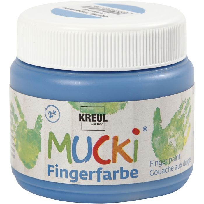 MUCKI Peinture au doigt, bleu, 150 ml/ 1 boîte