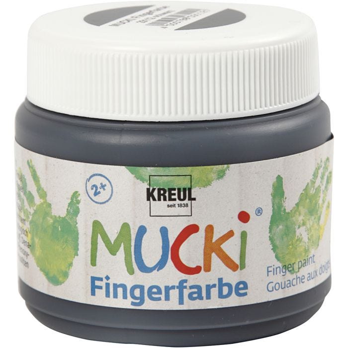 MUCKI Peinture au doigt, noir, 150 ml/ 1 boîte
