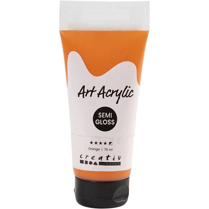 Peinture Acrylique, semi-brillant, semi opaque, orange, 75 ml/ 1 flacon