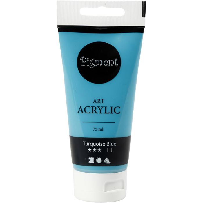 Peinture Acrylique, semi-brillant, opaque, Turquoise Blue, 75 ml/ 1 flacon