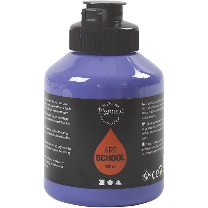 Peinture Acrylique, semi-brillant, semi transparent, violet blue, 500 ml/ 1 flacon