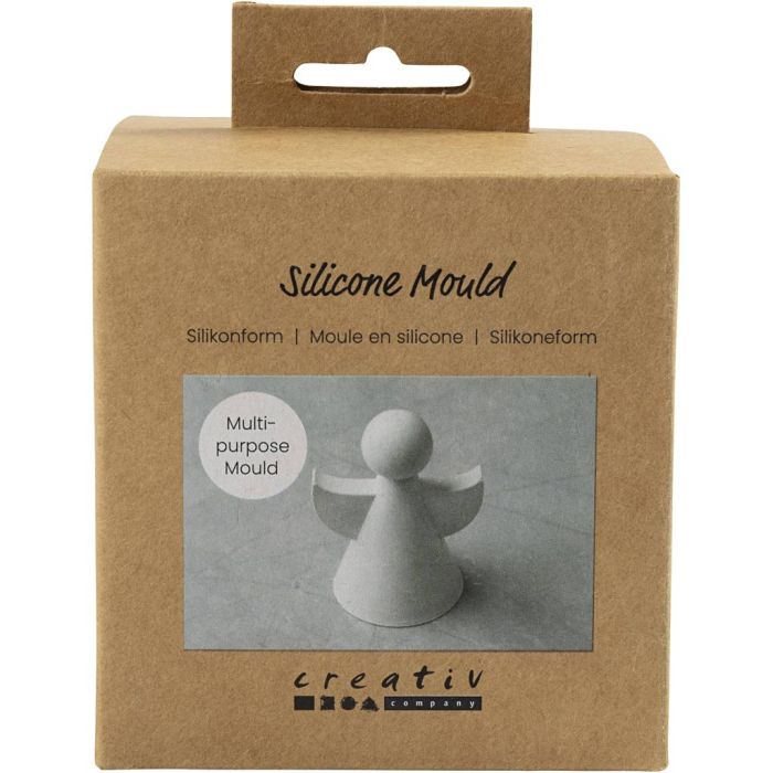 Moule en silicone, Ange :, H : 9,5 cm, L : 7 cm, transparent mat, 1 pièce/ 1 Pq.