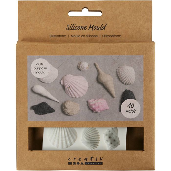 Moule en silicone, Conques et coquillages, H : 1 cm, L : 1-2,8 cm, 1 pièce