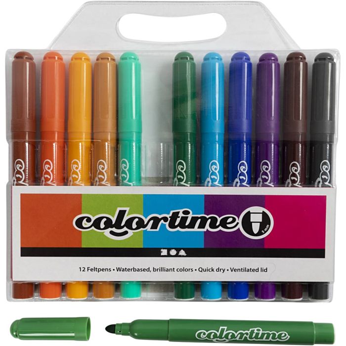Feutres Colortime, trait 5 mm, couleur extra, 12 pièces/ 1 Pq.