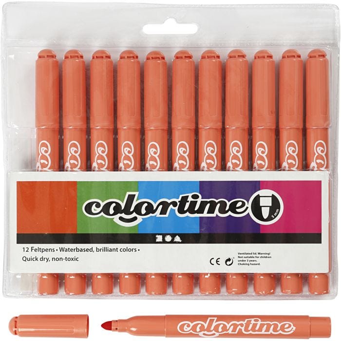 Feutres Colortime, trait 5 mm, mandarine, 12 pièces/ 1 Pq.