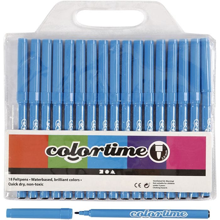 Feutres Colortime, trait 2 mm, bleu clair, 18 pièces/ 1 Pq.