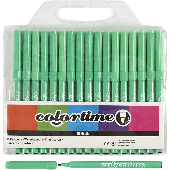 Feutres Colortime, trait 2 mm, vert clair, 18 pièces/ 1 Pq.