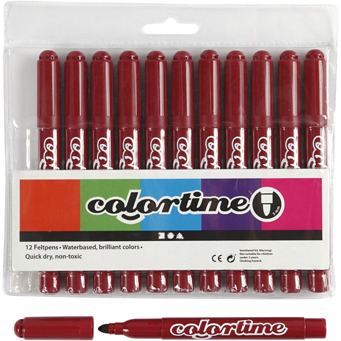 Feutres Colortime, trait 5 mm, rouge vin, 12 pièces/ 1 Pq.