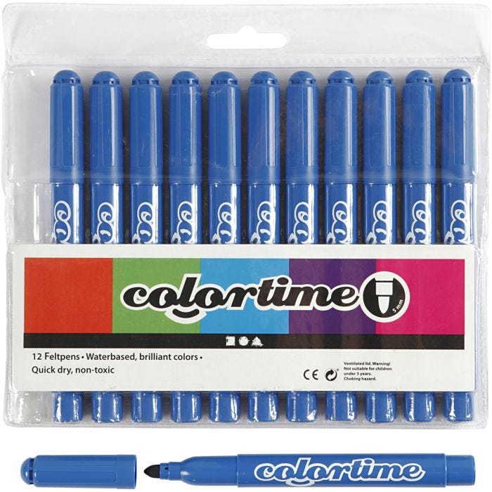Feutres Colortime, trait 5 mm, Azure, 12 pièces/ 1 Pq.