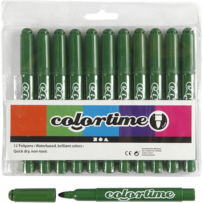 Feutres Colortime, trait 5 mm, vert sapin, 12 pièces/ 1 Pq.