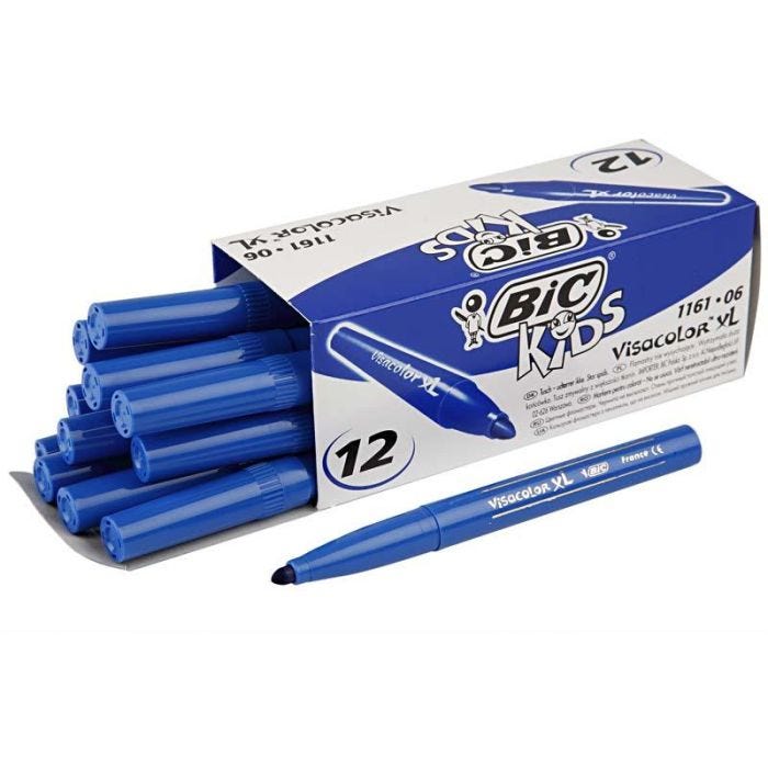 BIC Feutre Visacolor, trait 3 mm, bleu foncé, 12 pièces/ 1 Pq.
