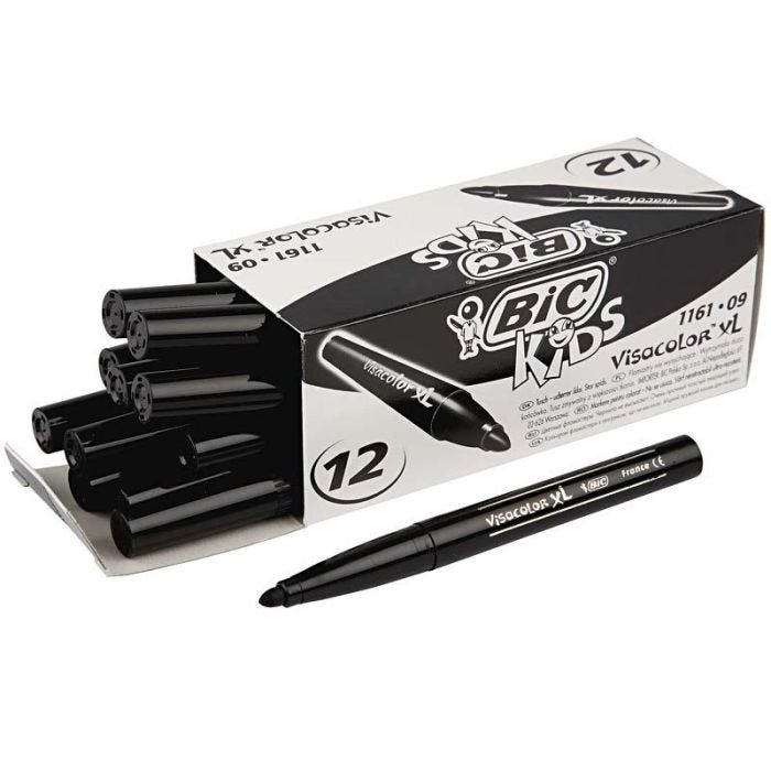 BIC Feutre Visacolor, trait 3 mm, noir, 12 pièces/ 1 Pq.