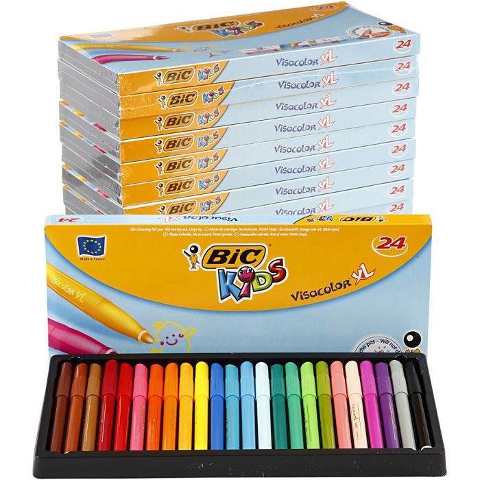 BIC Feutres Visacolor - Achat en gros, trait 3 mm, ass. de couleurs, 12x24 pièces/ 1 Pq.