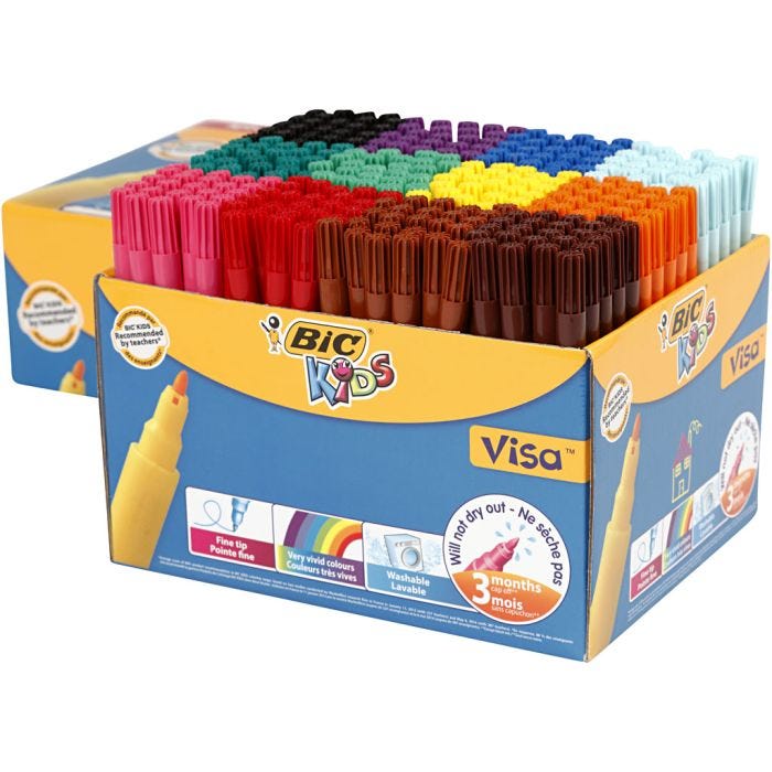 BIC Feutre Visa Fin, trait 1,6 mm, ass. de couleurs, 12x24 pièces/ 1 Pq.