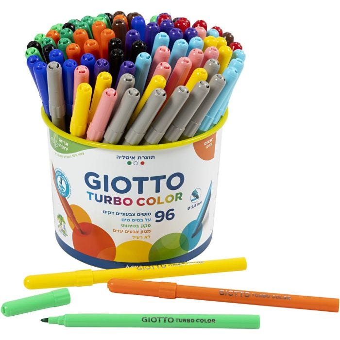 Feutres GIOTTO, trait 2,8 mm, ass. de couleurs, 96 pièces/ 1 seau